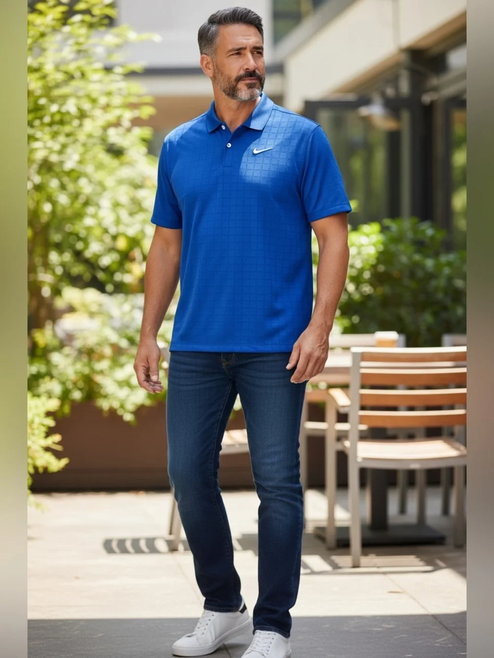 Nike Dri-FIT Golf Polo Shirt Blue‎ Checkered Men’s Size Small Standard Fit NWT